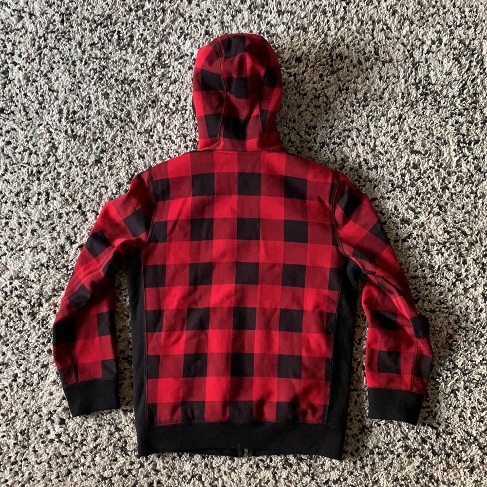 Abercrombie & Fitch Men’s Sherpa Full Zip Red Black Buffalo Plaid Hoodie Size XS - Picture 9 of 9